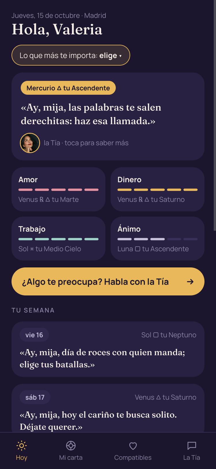 Pantalla Hoy: tu horóscopo de hoy con la frase de la Tía